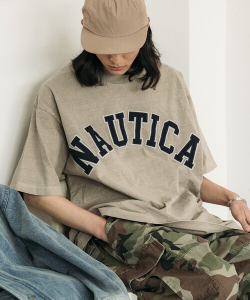 NAUTICA tシャツ NAUTICA/ノーティカ Pigment Dyed Arch Logo S
