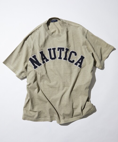 【NAUTICA】★人気★ピグメント アーチロゴ 半袖Tシャツ NAUTICA tシャツ NAUTICA/ノーティカ Pigment Dyed Felt Patch