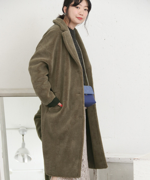 「KBF+」 チェスターコート ONE モカ レディース_画像4