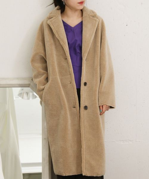 「KBF+」 チェスターコート ONE モカ レディース_画像7