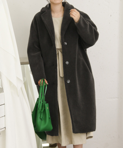 「KBF+」 チェスターコート ONE モカ レディース_画像9