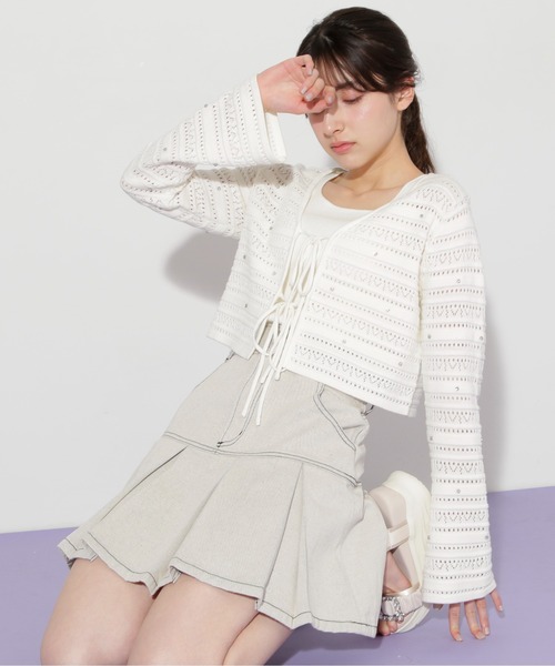[JILLSTUART] ボックスプリーツ デニム ミニスカート ライトグレー ジルバイジルスチュアート JILL by JILLSTUART ボックスプリーツ