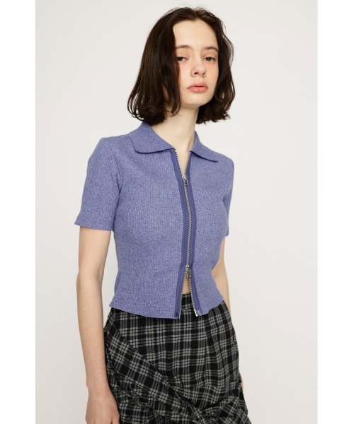 SLY tシャツ FRONT ZIP CUT RIB TOPS フロントジップ カットリブ