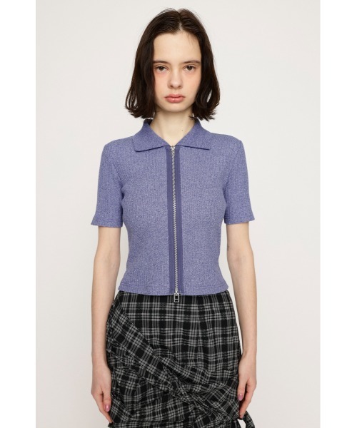 SLY tシャツ FRONT ZIP CUT RIB TOPS フロントジップ カットリブ