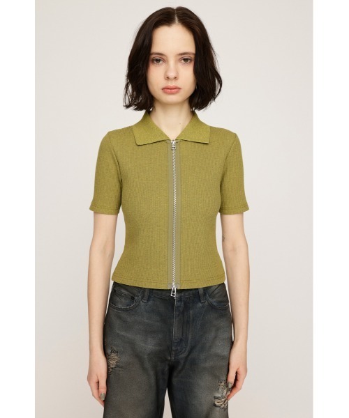 トップス N.E SLY tシャツ FRONT ZIP CUT RIB TOPS フロントジップ カットリブ