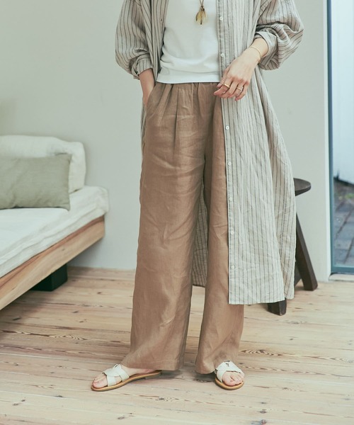URBAN RESEARCH DOORS パンツ リネンイージーパンツ レディース