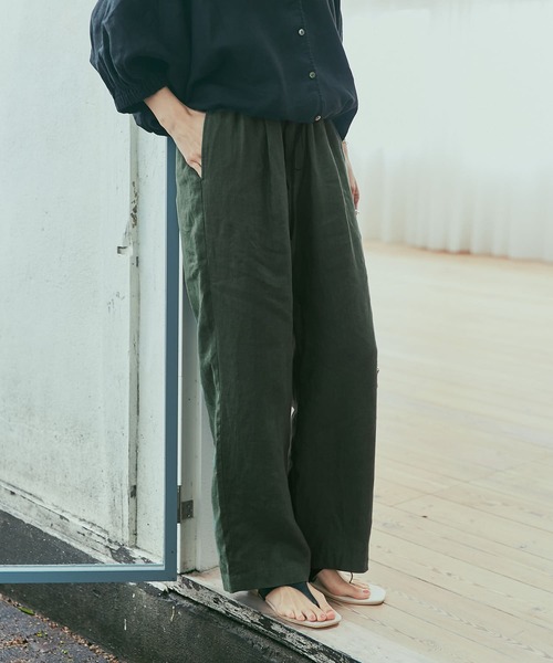 URBAN RESEARCH DOORS パンツ リネンイージーパンツ レディース