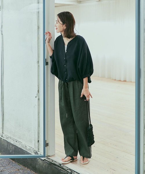 URBAN RESEARCH DOORS パンツ リネンイージーパンツ レディース