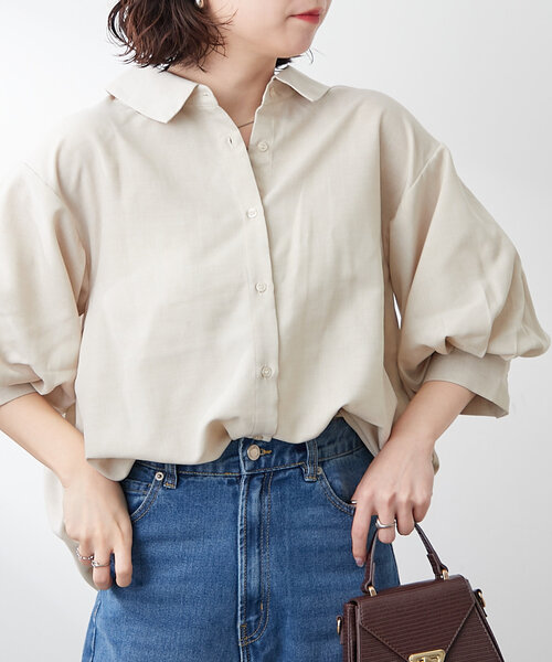 後ろレースアップブラウス　ホワイト レースレディース Lace Ladies 立ち襟 レース 長袖 ブラウス