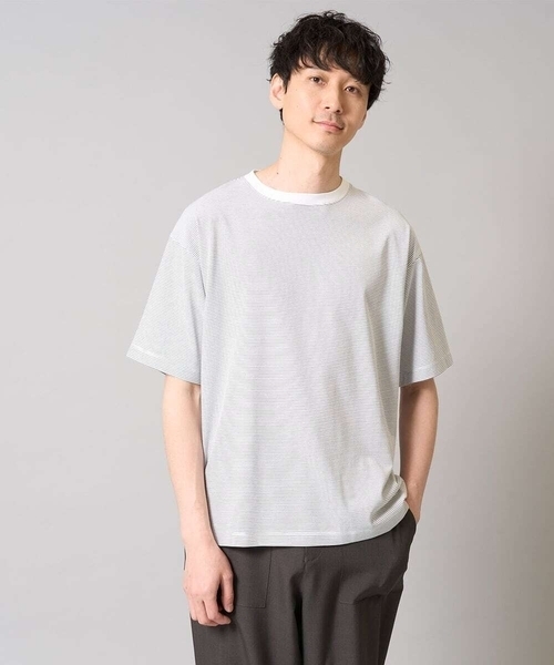 a.v.v tシャツ 「接触冷感」細ボーダーセミワイドシルエット
