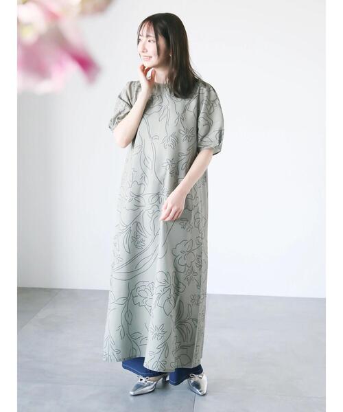 ［HIBIYAKADAN］プリントワンピース Te chichi TERRASSE ワンピース 「日比谷花壇コラボ」刺繍ライク