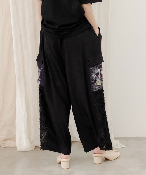 iS ScoLar カーゴパンツ 552212：花蝶フリンジシフォン 異素材
