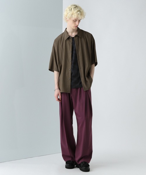 HARE 【WEB限定】マルチマテリアルパターンシャツ SS WEB限定】マルチマテリアルパターンシャツSS(HARE)（シャツ
