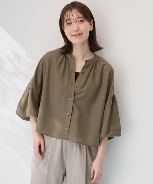ブラウス シャツ リネンコットンギャザーブラウス レディース COMME CA ISM｜コットンリネン ギャザー ブラウス | Rakuten