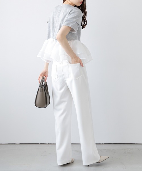 【関税込み】AREA ホワイト Crystal Slit ジーンズ Lajour ジーンズ デニム デニムパンツ 日本製 セミワイド