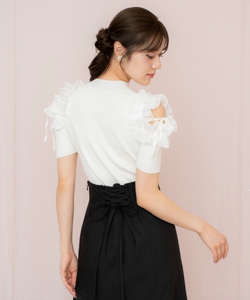 WILLSELECTION ニット セーター フリルショルダーハーフスリーブ