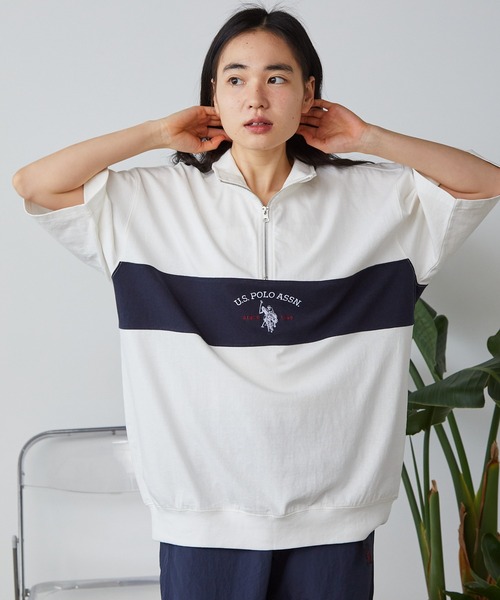 USA製 00s UTILITY ハーフジップ ポロ シャツ L U.S. POLO ASSN.（ユーエスポロアッスン） ポロシャツ 半袖 レトロ