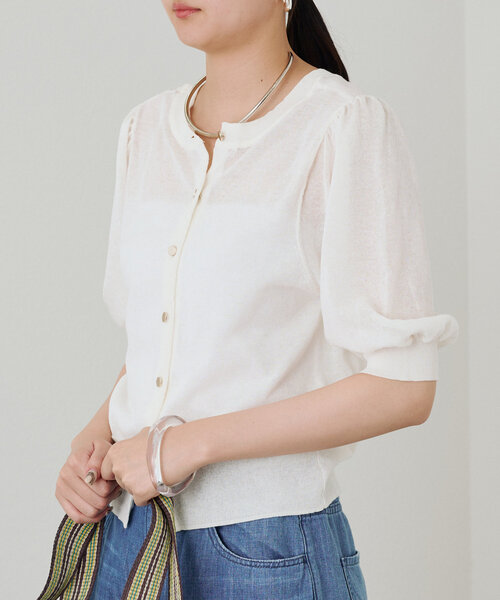 Loungedress ニット セーター シアー半袖2WAYニットカーデ