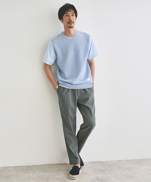 ✨新品・未使用✨TAKEO KIKUCHI ネイビー スラックス メンズ LL 抗菌防臭】クロスウィーブ イージースラックス（フルレングス