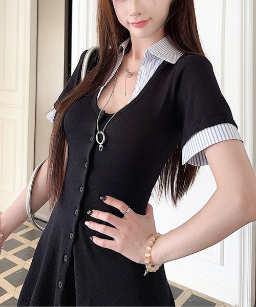フロントボタン ドッキングミニワンピース フロントボタンドッキングミニワンピース – Ciel
