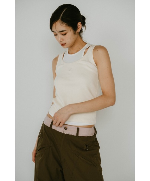 タンクトップ ノースリーブ Knuth Marf 2piece layered logo tank top レディース