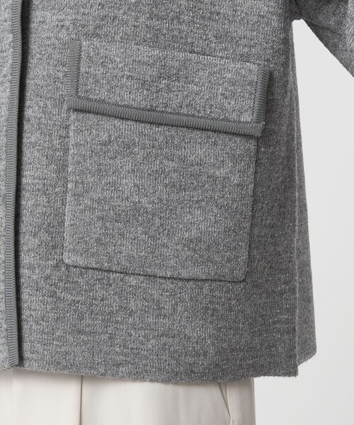 【新品】green label relaxingノーカラー ニット カーディガン green label relaxing カーディガン パイピング ノーカラー