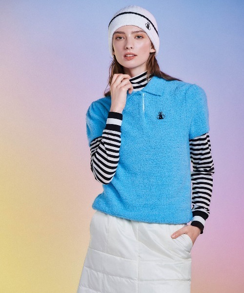 archivio 水ブルーノースリーブベスト、スカートセット archivio 水