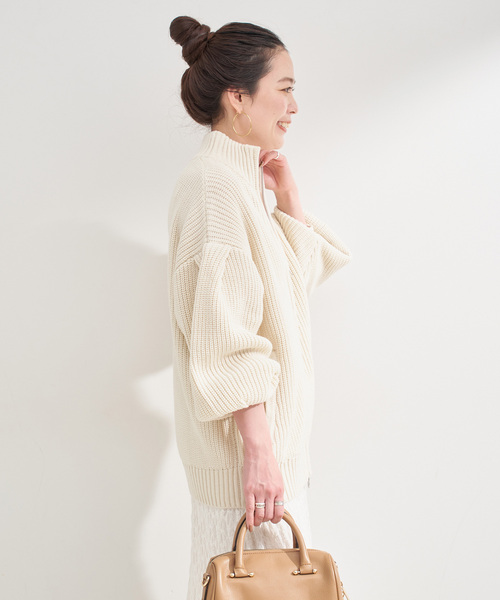 B.C STOCK カーディガン ウォッシャブル / 畦ジップカーディガン