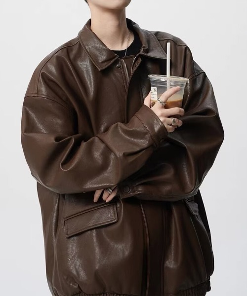 NEW GENTLEMAN ブルゾン アウター モワンピョ レザータッチ ビッグ