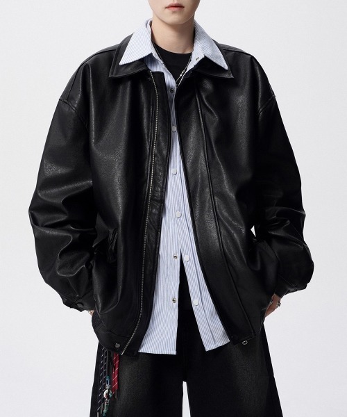 NEW GENTLEMAN ブルゾン アウター モワンピョ レザータッチ ビッグ