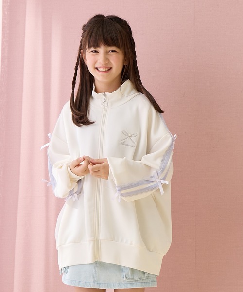 Amourire girl（アムリールガール） ジャージ 袖リボンライン ジップ