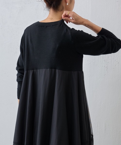 BEARDSLEY（ビアズリー） 7分袖ワンピース FREE ブラック レディース