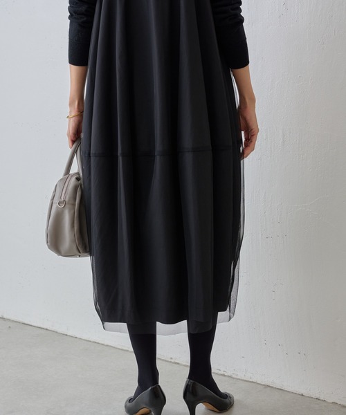BEARDSLEY 袖ニットワンピース ブラック　ビアズリー　ロング　長袖　黒 BEARDSLEY（ビアズリー） ドッキングワンピース L ブラック レディース
