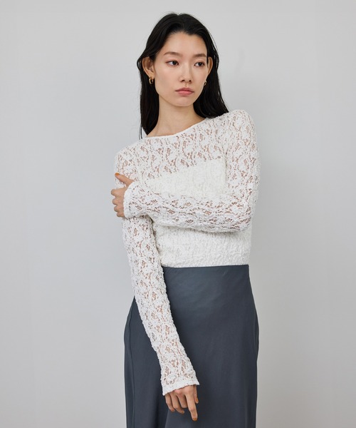 ロペ（ROPE’）/ストレッチレースカットソー/イージーケア ROPE'（ロペ） tシャツ ストレッチレースカットソー/イージーケア