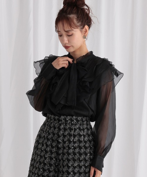 チェスティ❤️ 未使用❤️2wayフリルブラウス❤️0 mysty woman（ミスティウーマン） ブラウス シャツ 2WAY楊柳フリル
