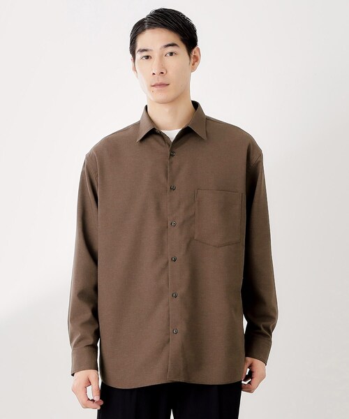 everyone コットン長袖シャツ キャメル Lサイズ THE SHOP TK シャツ TECLINO／テクリーノ 長袖オックスシャツ「洗濯機