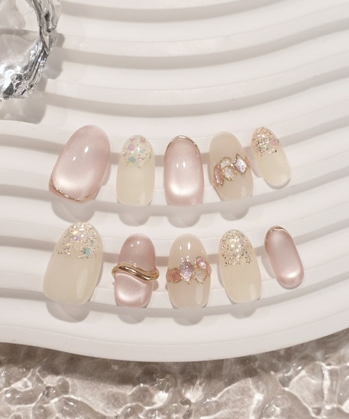 Anail ネイルチップ ネイルシール 入学式 入園式 水光ネイルピンク