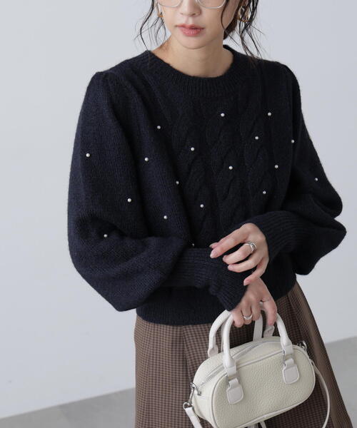 FREE'S MART(フリーズマート) ニット セーター パール付きケーブル FREE'S MART(フリーズマート) ニット セーター パール付きケーブル