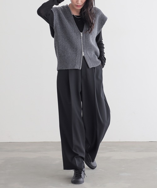 ENFÖLD スカラップヘム ニットベスト 38 for/c（フォーシー） ベスト ジレ ラム混ジップニットベスト