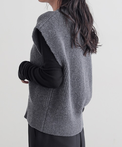 for/c（フォーシー） ベスト ジレ ラム混ジップニットベスト