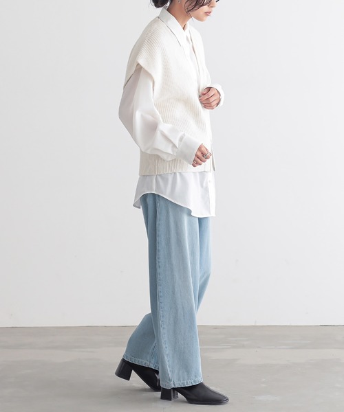 for/c（フォーシー） ベスト ジレ ラム混ジップニットベスト