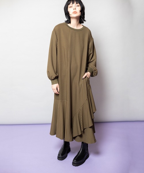 OSMOSIS（オズモーシス） ワンピース ストライプ切替ワンピース