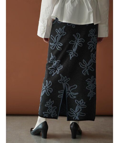 ロング スカート FLOWER JACQUARD BICOLOR KNIT SKIRT : ZOZOTOWN
