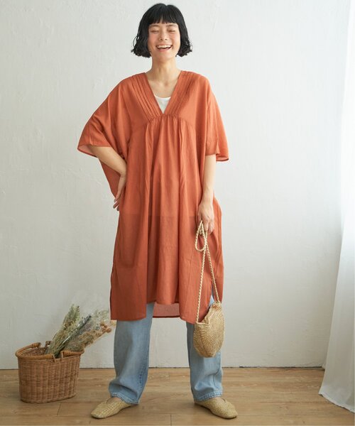 「LBC」 半袖ワンピース M ブラウン レディース_画像3