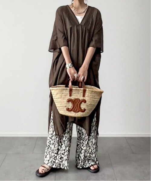 「LBC」 半袖ワンピース M ブラウン レディース_画像7