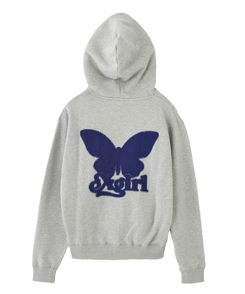 X-girl（エックスガール） パーカー BUTTERFLY PATCH SWEAT HOODIE