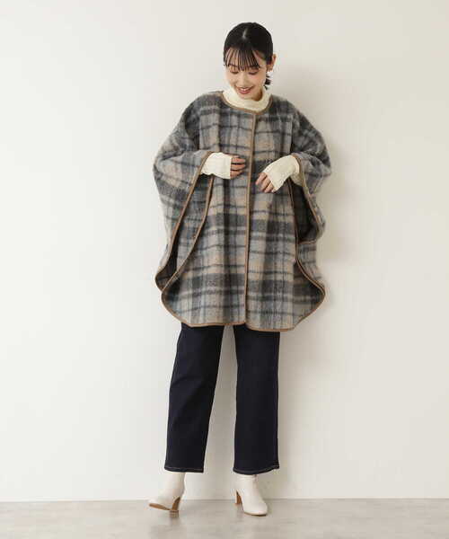 「NATURAL BEAUTY BASIC」 ポンチョ MEDIUM オフホワイト レディース_画像8