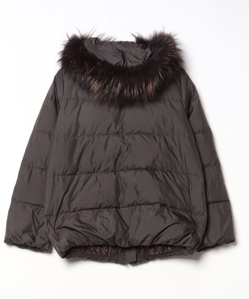 リサ　　ナノユニバース 西川ダウン　ダウンジャケット　ラクーン 38 黒 NANO universe（ナノ・ユニバース） ダウンコート「NISHIKAWAコラボ