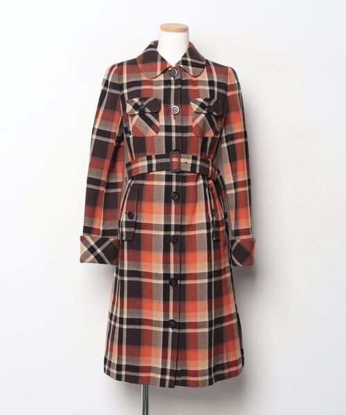 美品 バーバリー トレンチコート チェック BURBERRY BURBERRY（バーバリー） チェック柄コート 38 オレンジ レディース