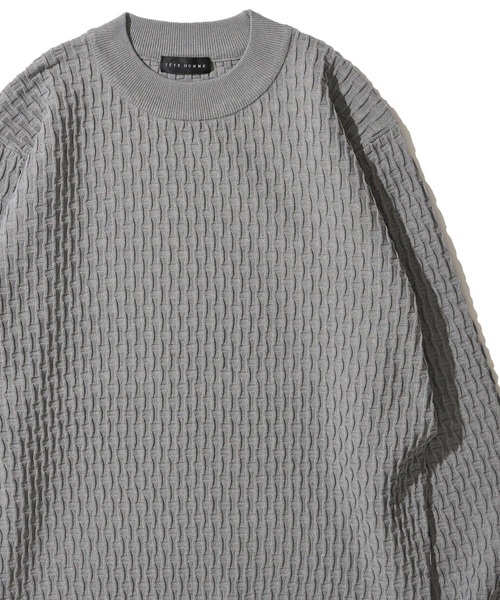 「TETE HOMME」 長袖ニット LL グレー メンズ_画像3